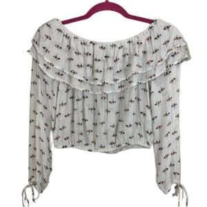 Abercrombie & Fitch Crop Top XS White Floral Off Shoulder